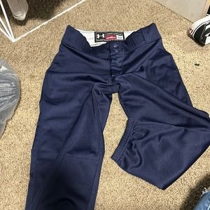 navy blue mid-waist under armour softball pants
